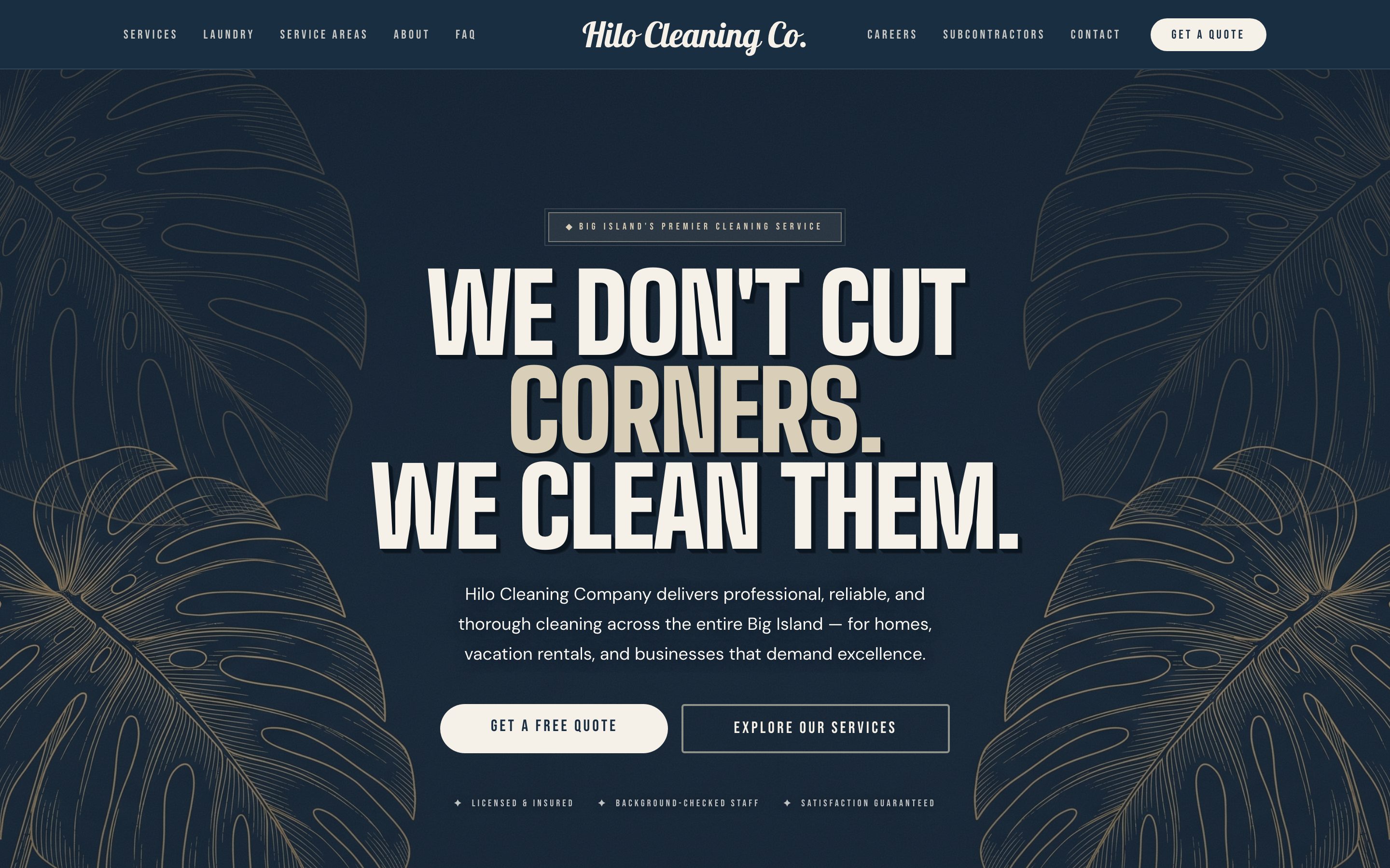 Screenshot of the Hilo Cleaning Co. website, designed and built by our studio